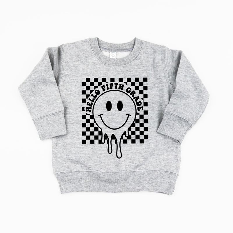 Hello Fifth Grade - Checker Smiley - Child Sweater
