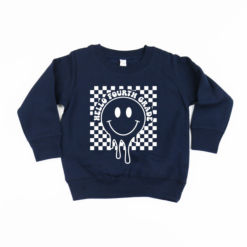 Hello Fourth Grade - Checker Smiley - Child Sweater