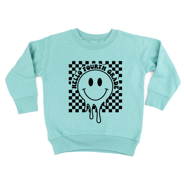 Hello Fourth Grade - Checker Smiley - Child Sweater