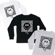 Hello (Choose Your Grade) - Checker Smiley - Child LONG SLEEVE Tee Little Mama Shirt Shop