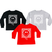 Hello (Choose Your Grade) - Checker Smiley - Child LONG SLEEVE Tee Little Mama Shirt Shop
