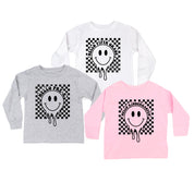 Hello (Choose Your Grade) - Checker Smiley - Child LONG SLEEVE Tee Little Mama Shirt Shop