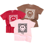 Hello (Choose Your Grade) - Checker Smiley - Comfort Colors Tee Little Mama Shirt Shop