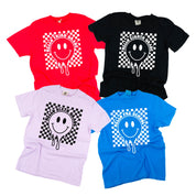 Hello (Choose Your Grade) - Checker Smiley - Comfort Colors Tee Little Mama Shirt Shop