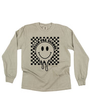 Hello (Choose Your Grade) - Checker Smiley - Long Sleeve Comfort Colors Tee Little Mama Shirt Shop