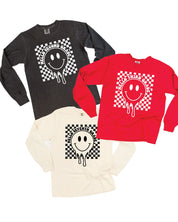 Hello (Choose Your Grade) - Checker Smiley - Long Sleeve Comfort Colors Tee Little Mama Shirt Shop