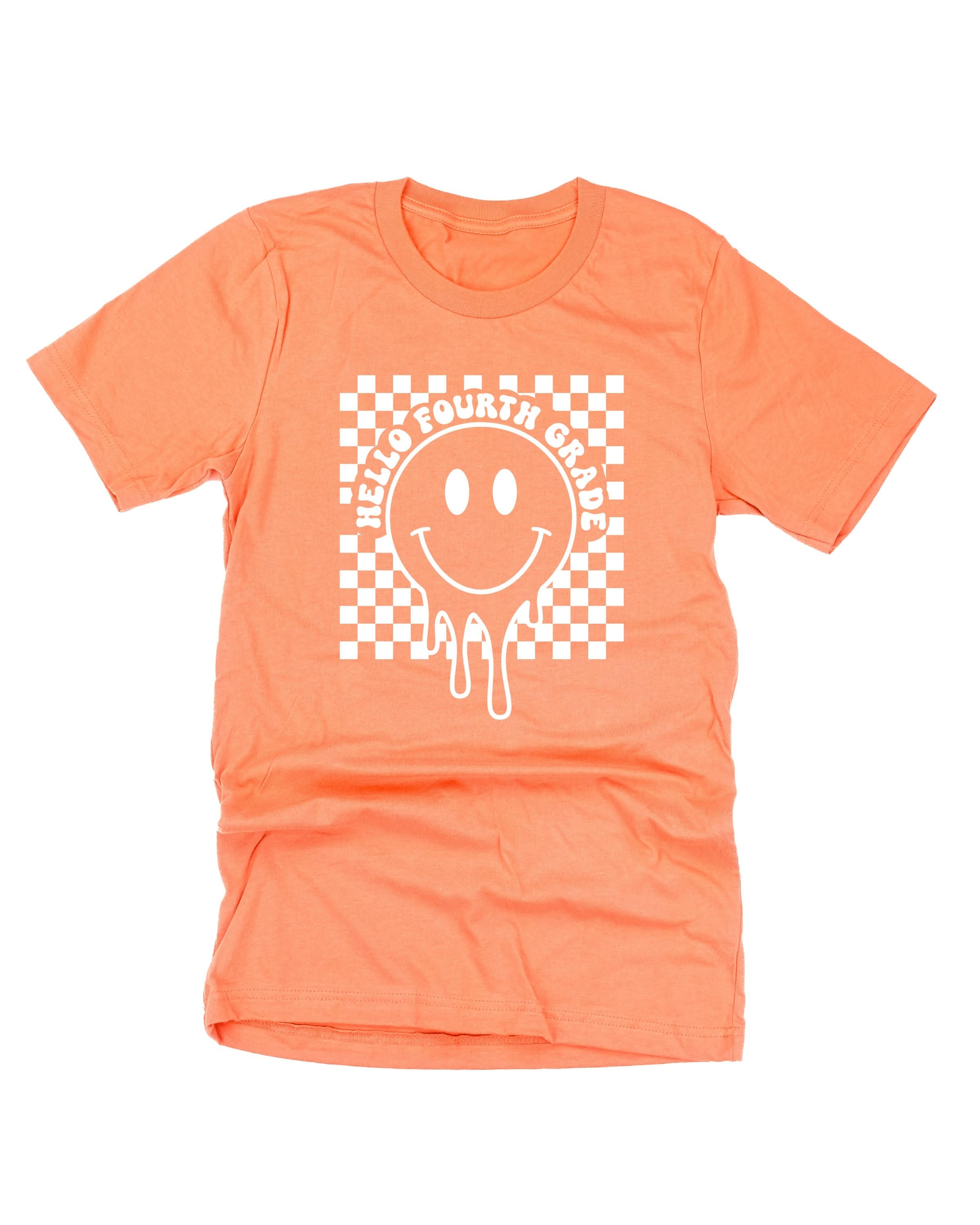 Hello (Choose Your Grade) - Checker Smiley - Unisex Tee Little Mama Shirt Shop