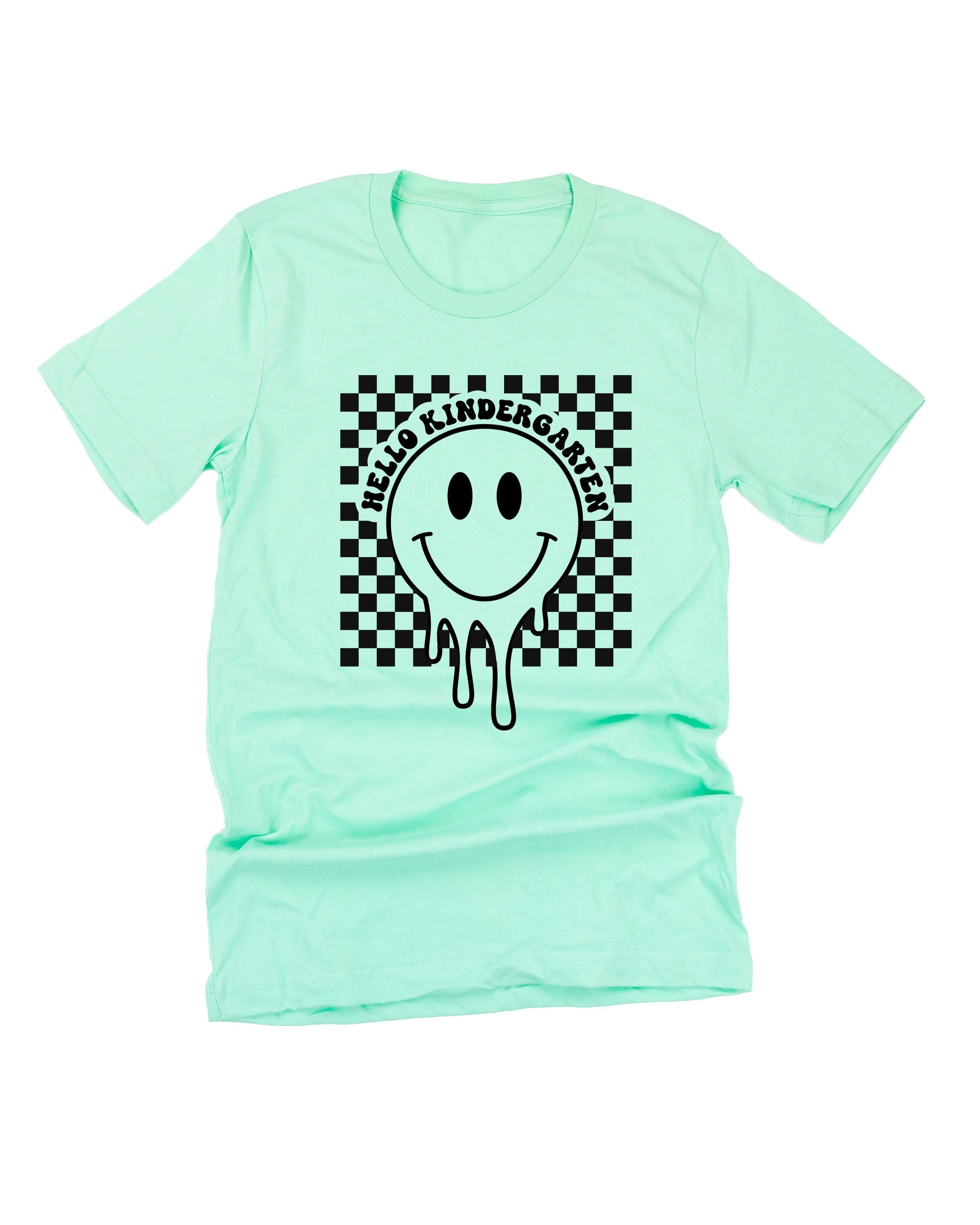 Hello (Choose Your Grade) - Checker Smiley - Unisex Tee Little Mama Shirt Shop