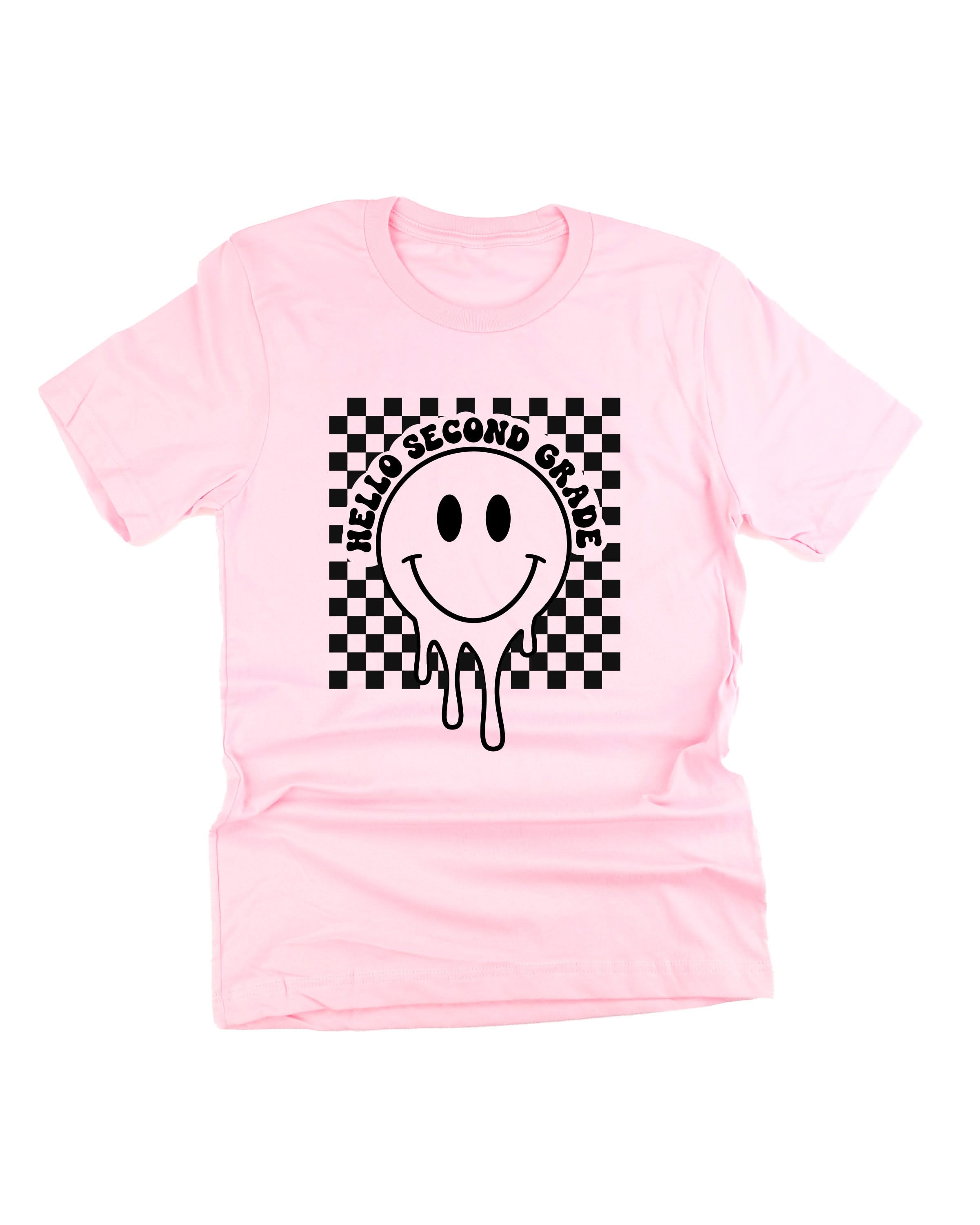 Hello (Choose Your Grade) - Checker Smiley - Unisex Tee Little Mama Shirt Shop