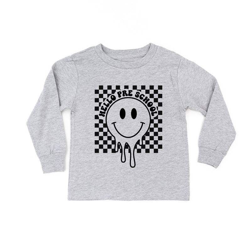Hello Pre School - Checker Smiley - Long Sleeve Child Shirt