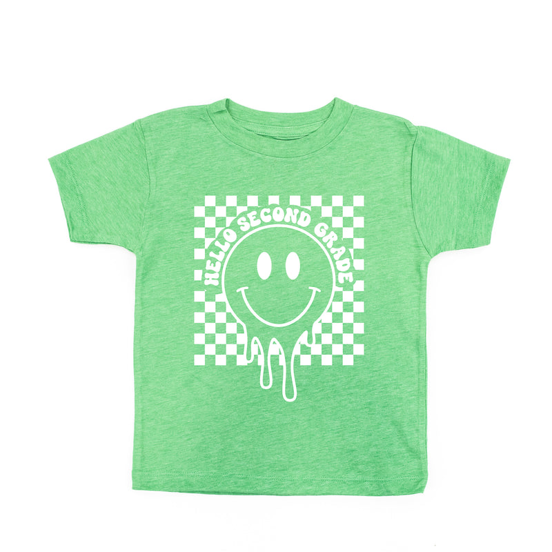 Hello Second Grade - Checker Smiley - Short Sleeve Child Shirt