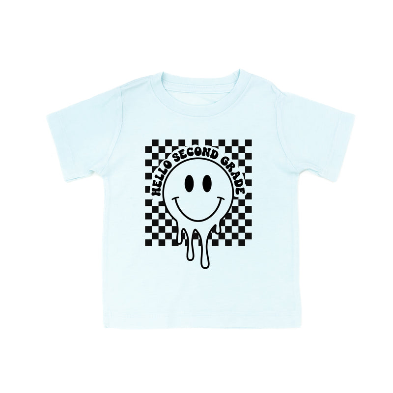 Hello Second Grade - Checker Smiley - Short Sleeve Child Shirt