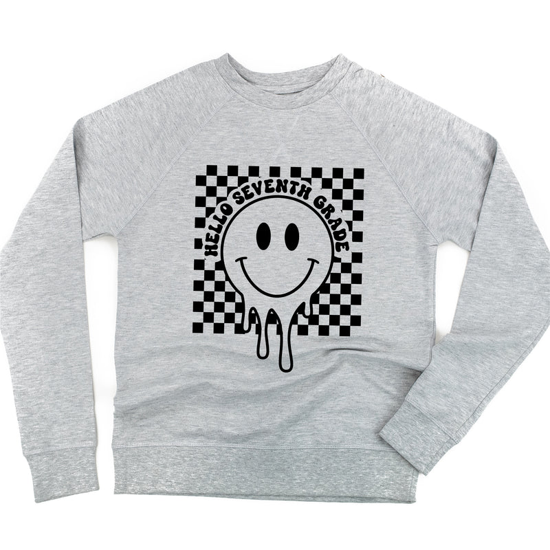 Hello Seventh Grade - Checker Smiley - Lightweight Pullover Sweater
