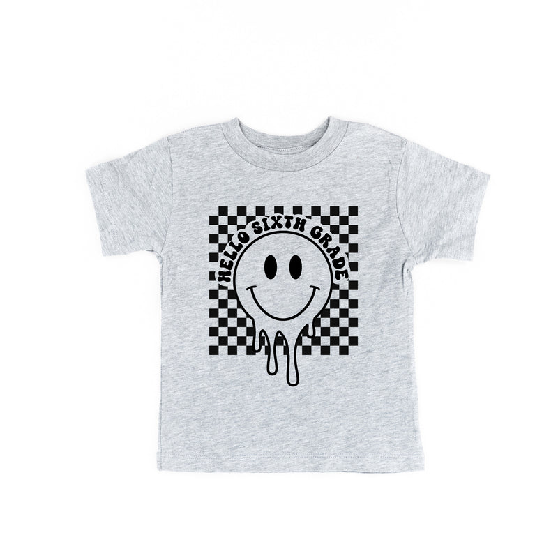 Hello Sixth Grade - Checker Smiley - Short Sleeve Child Shirt