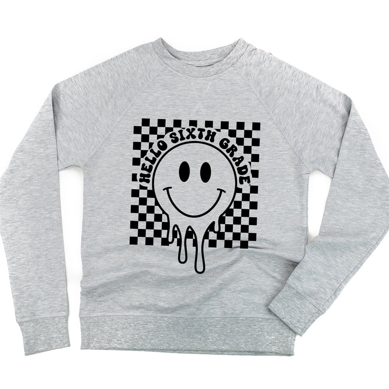 Hello Sixth Grade - Checker Smiley - Lightweight Pullover Sweater