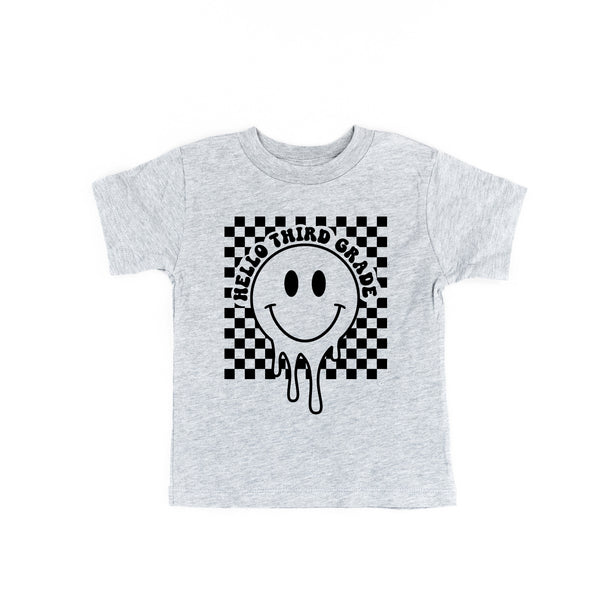 Hello Third Grade - Checker Smiley - Short Sleeve Child Shirt