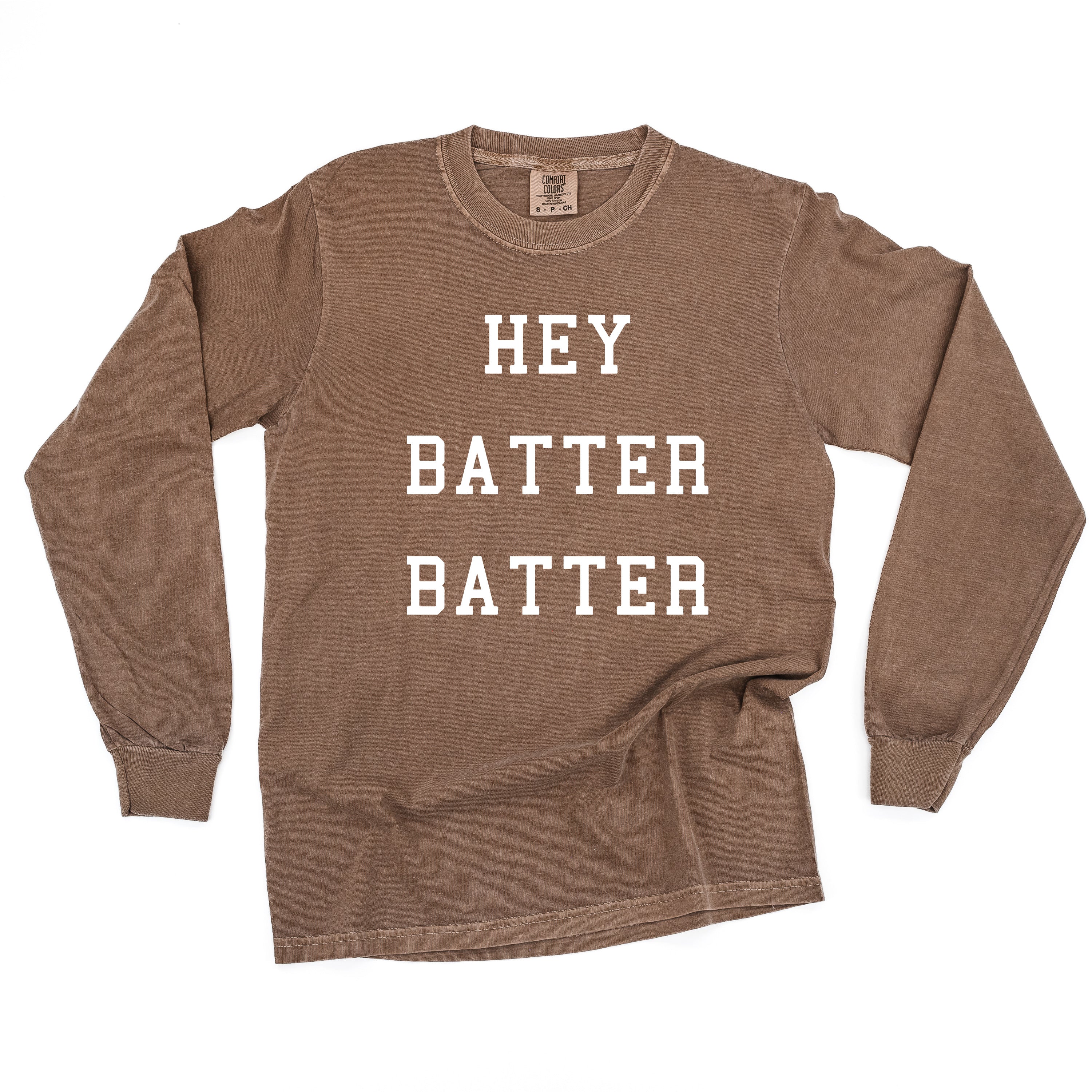 Hey Batter Batter - LONG SLEEVE Comfort Colors Tee Little Mama Shirt Shop
