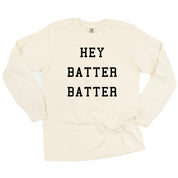 Hey Batter Batter - LONG SLEEVE Comfort Colors Tee Little Mama Shirt Shop