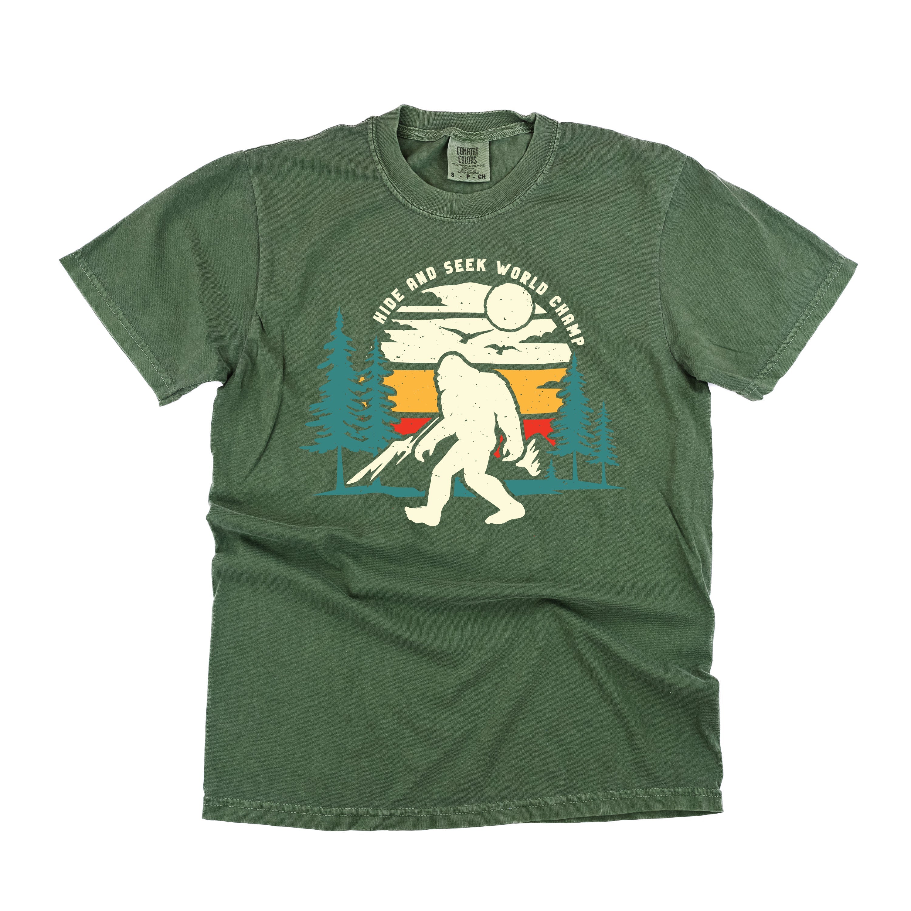 Big Foot - Hide And Seek World Champ - Black Comfort Colors Tee Little Mama Shirt Shop