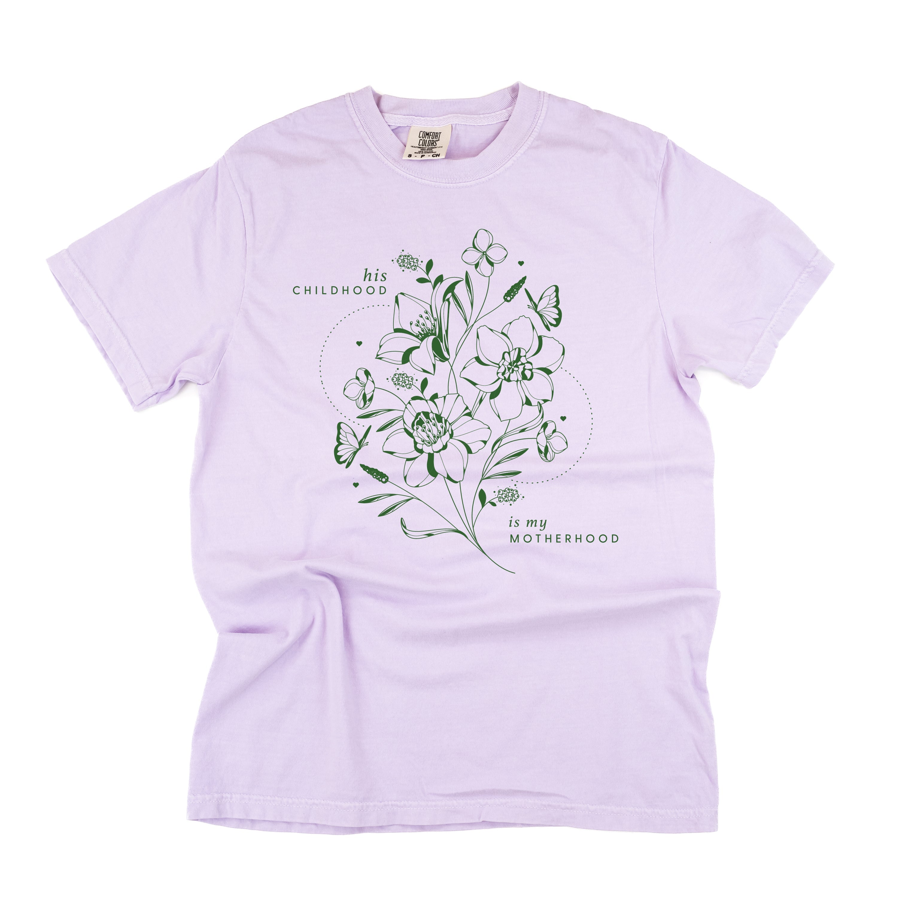 His Childhood is My Motherhood (Singular) - Comfort Colors Tee Little Mama Shirt Shop