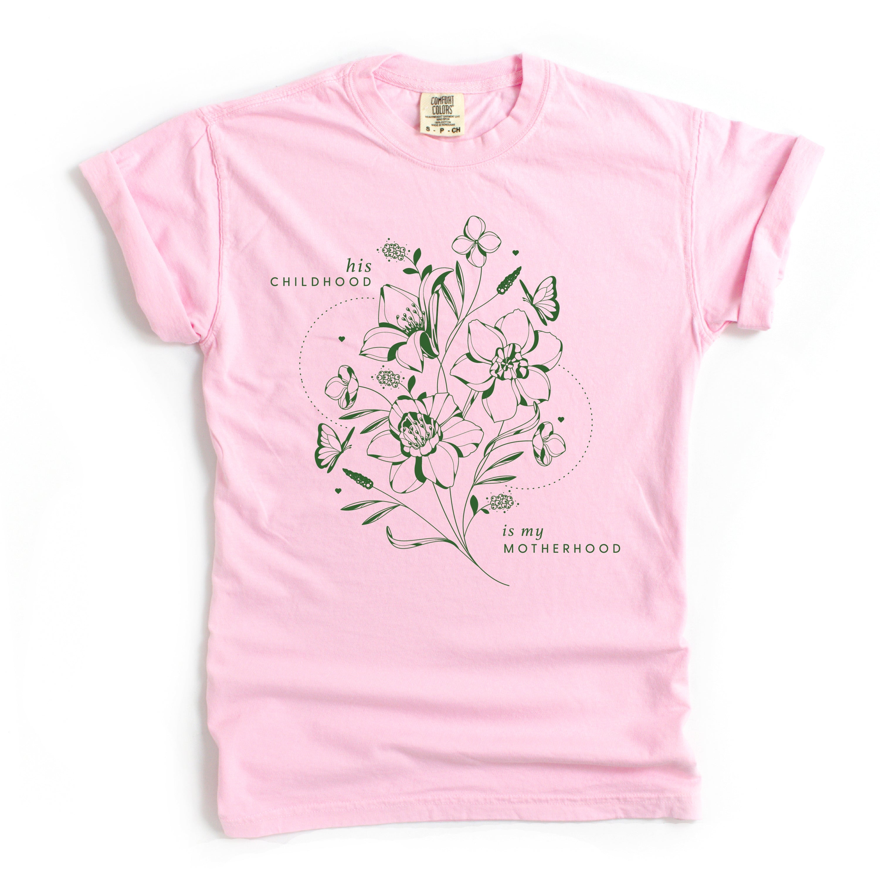 His Childhood is My Motherhood (Singular) - Comfort Colors Tee Little Mama Shirt Shop