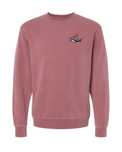 crewneck in maroon with embroidered stack of books on front, shown on flat lay – Little Mama Shirt Shop