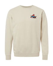 crewneck in ivory with embroidered stack of books on front, shown on flat lay – Little Mama Shirt Shop