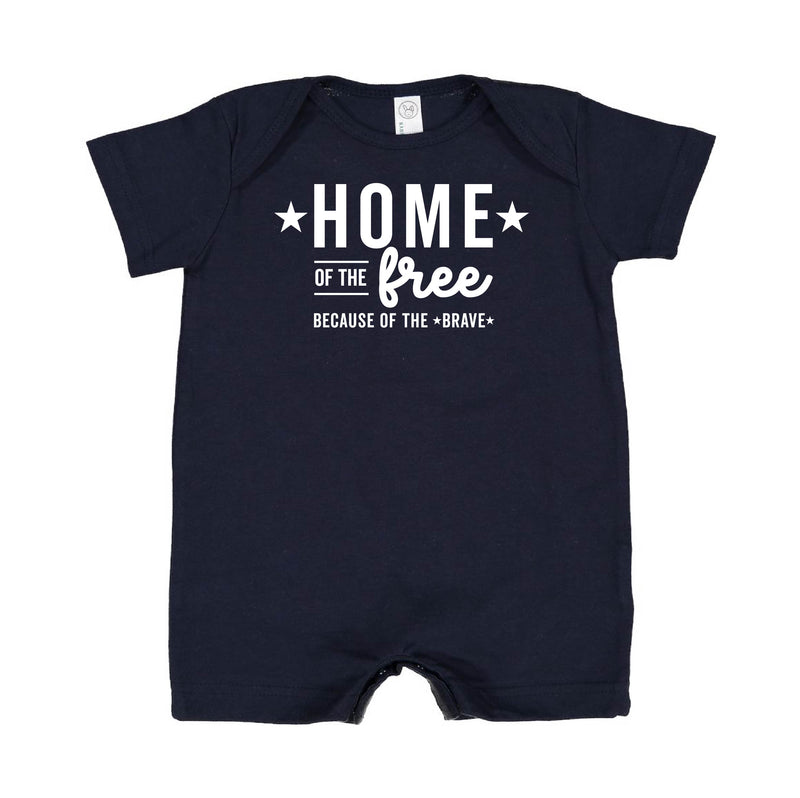 HOME OF THE FREE BECAUSE OF THE BRAVE - Short Sleeve / Shorts - One Piece Baby Romper