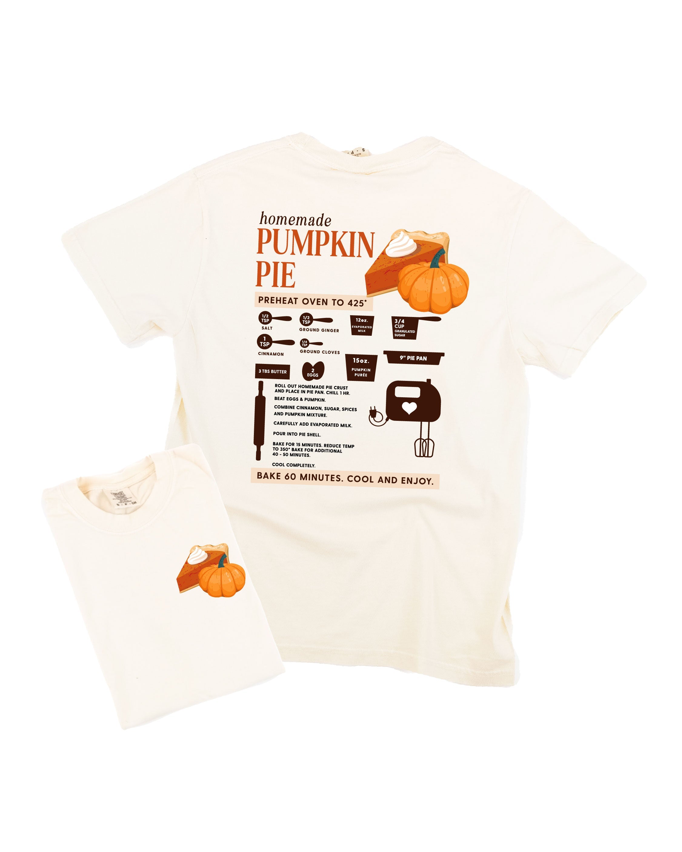 Homemade Pumpkin Pie - Set of 2 Ivory/Natural Tees Little Mama Shirt Shop