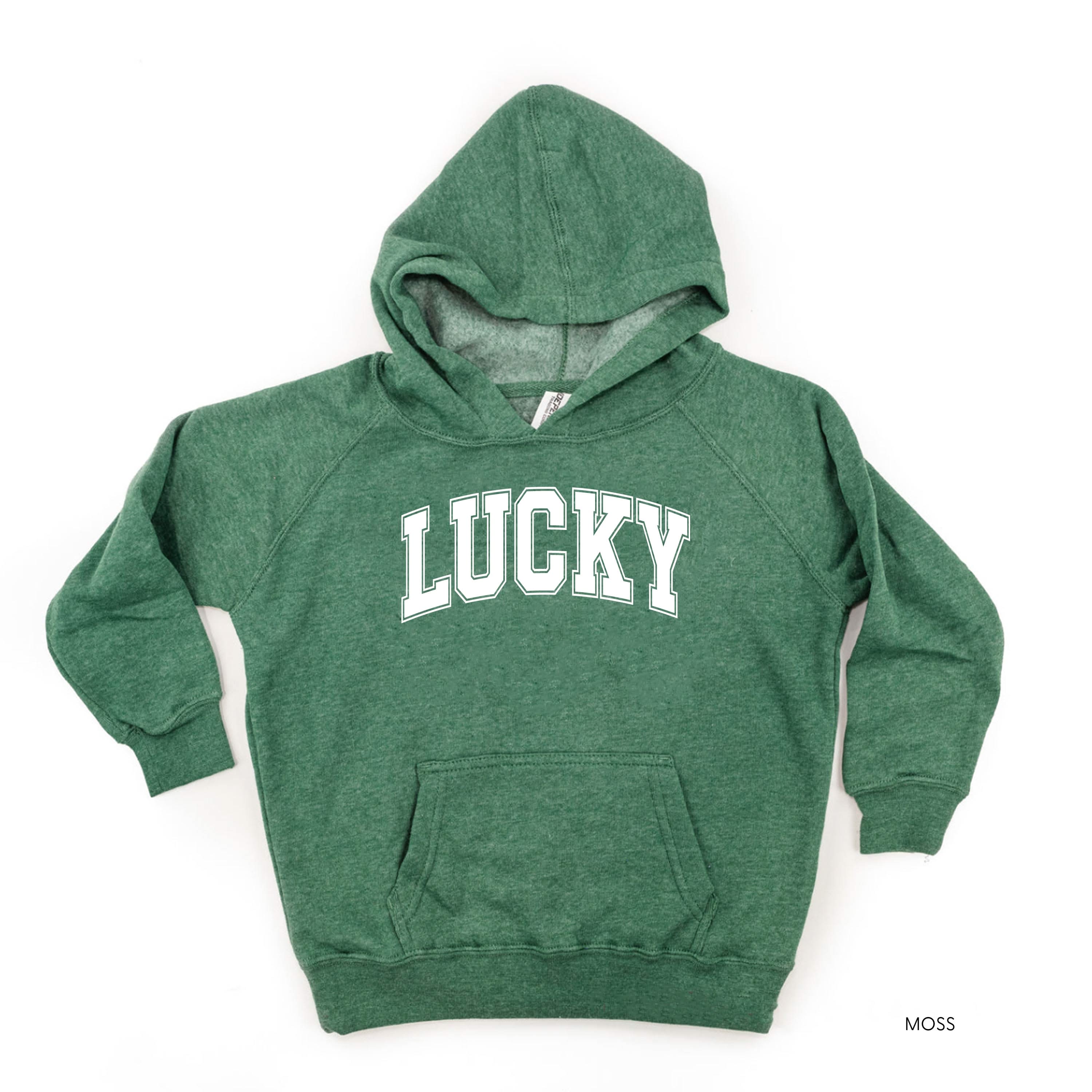 Lucky - Varsity Outline - Child Hoodie Little Mama Shirt Shop