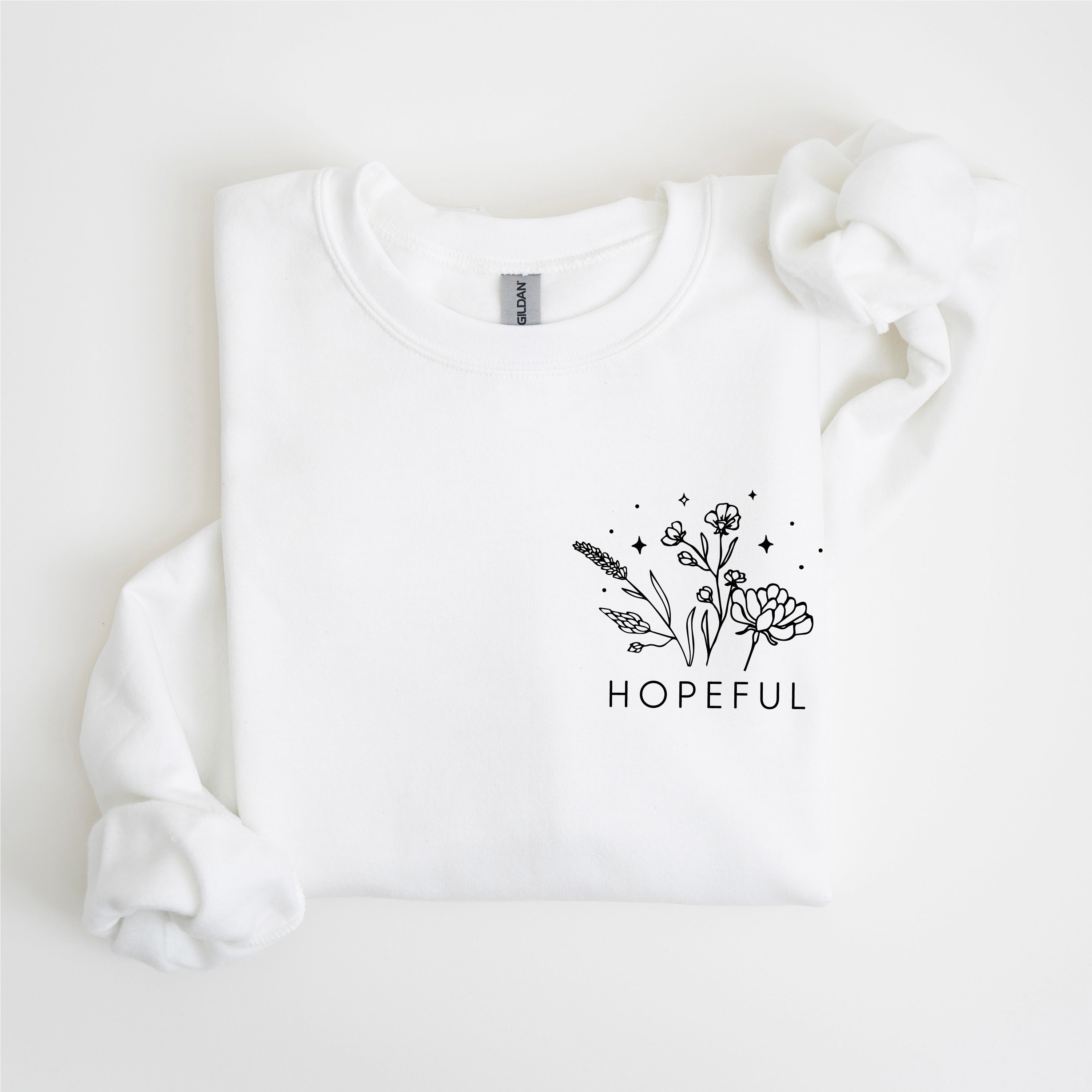 HOPEFUL - Bouquet - Pocket Size - BASIC FLEECE CREWNECK Little Mama Shirt Shop LLC