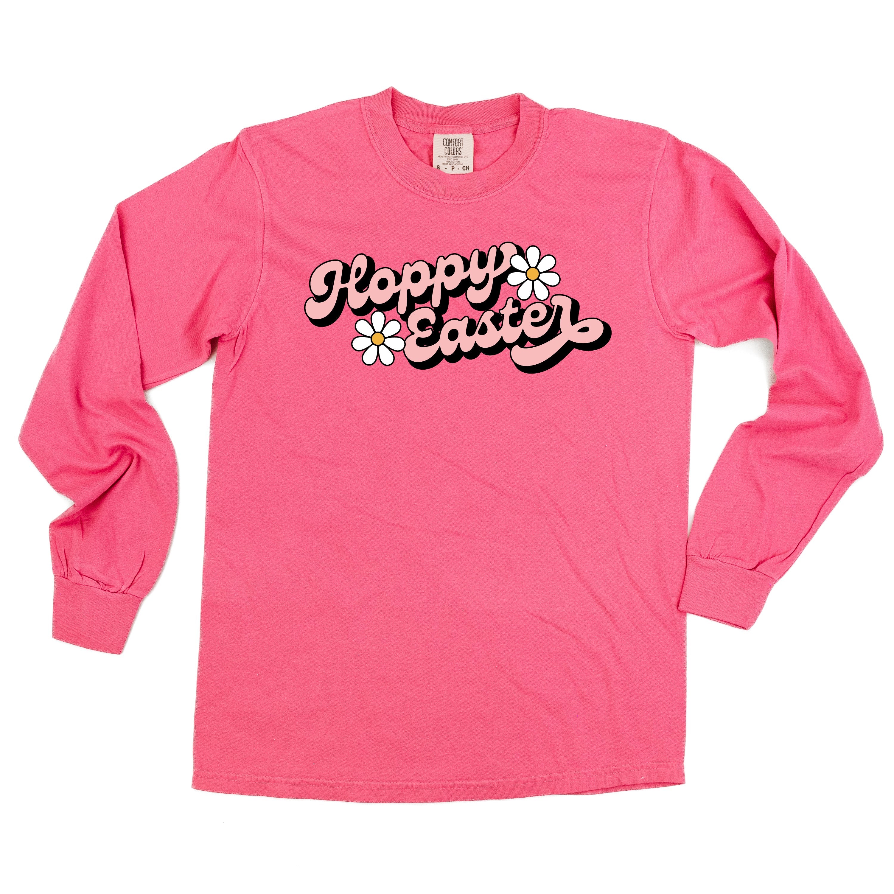Hoppy Easter - Daisies - LONG SLEEVE Comfort Colors Tee Little Mama Shirt Shop