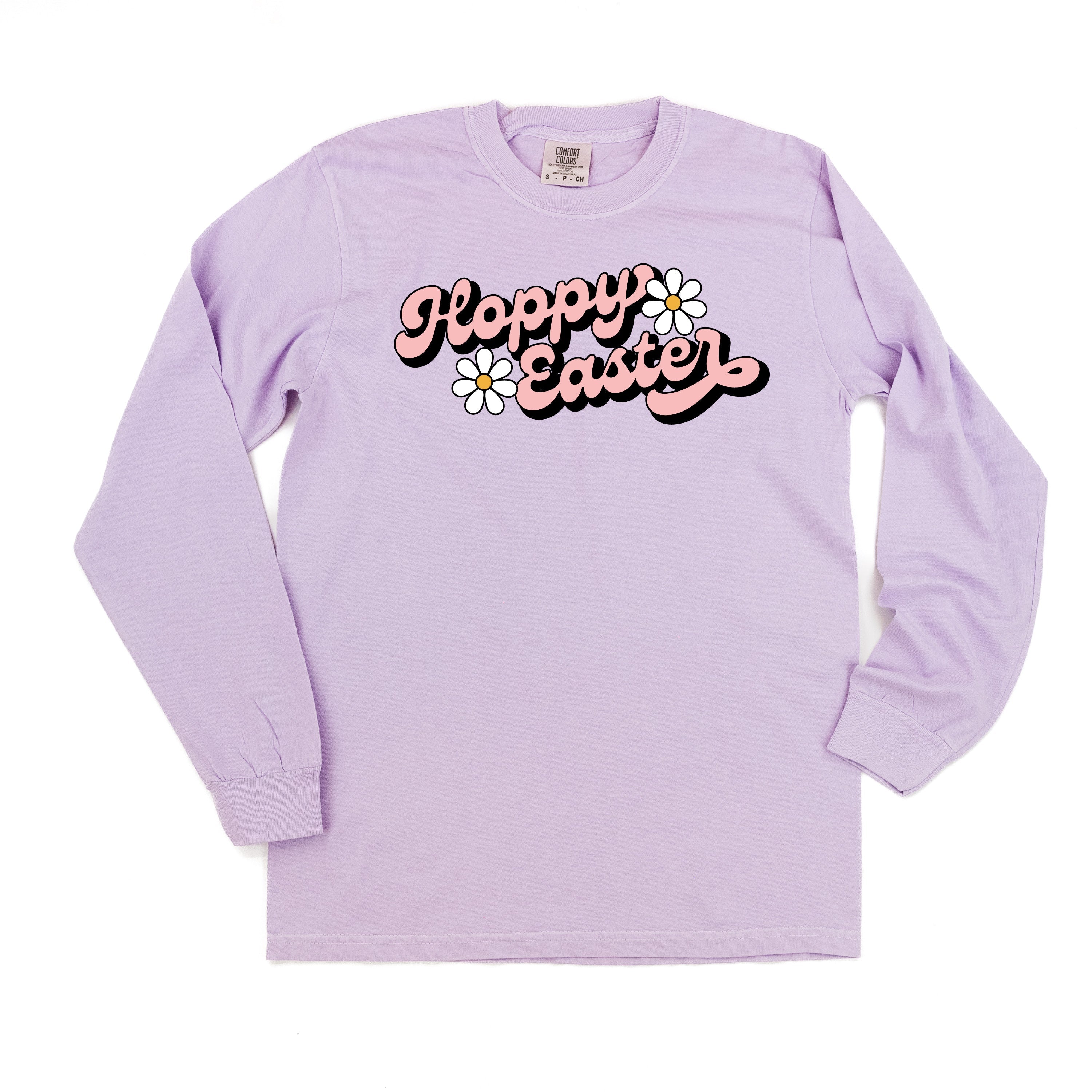 Hoppy Easter - Daisies - LONG SLEEVE Comfort Colors Tee Little Mama Shirt Shop