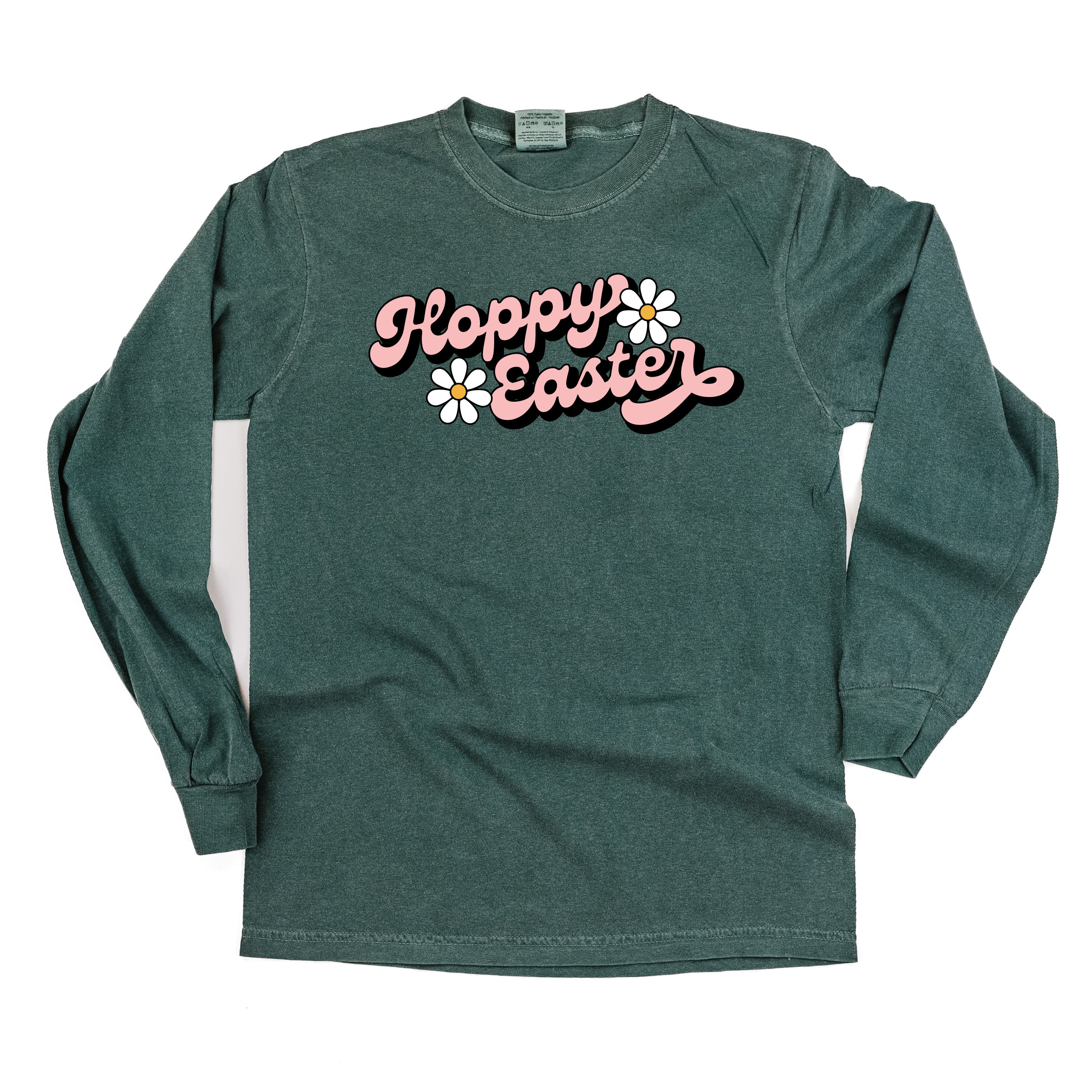Hoppy Easter - Daisies - LONG SLEEVE Comfort Colors Tee Little Mama Shirt Shop