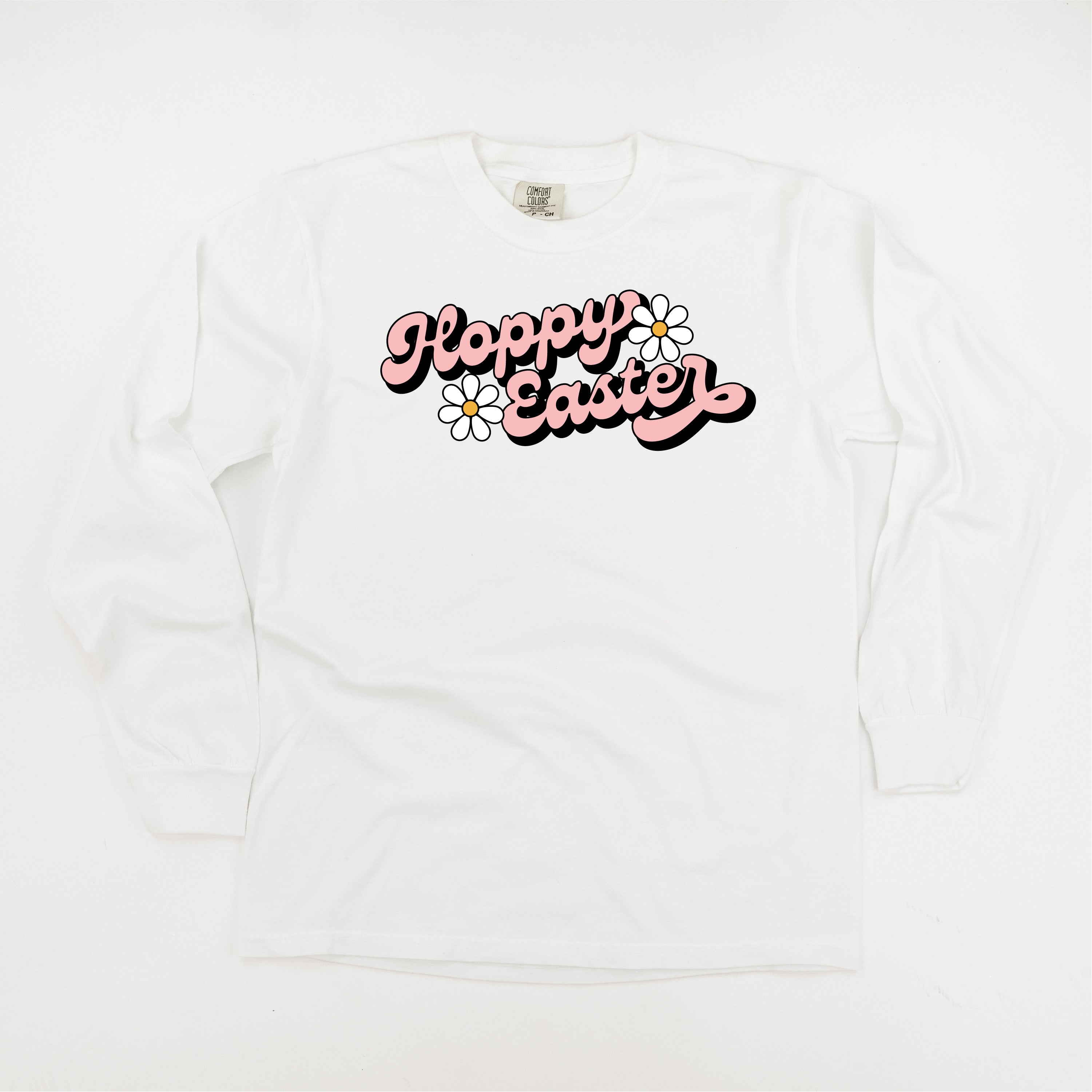 Hoppy Easter - Daisies - LONG SLEEVE Comfort Colors Tee Little Mama Shirt Shop