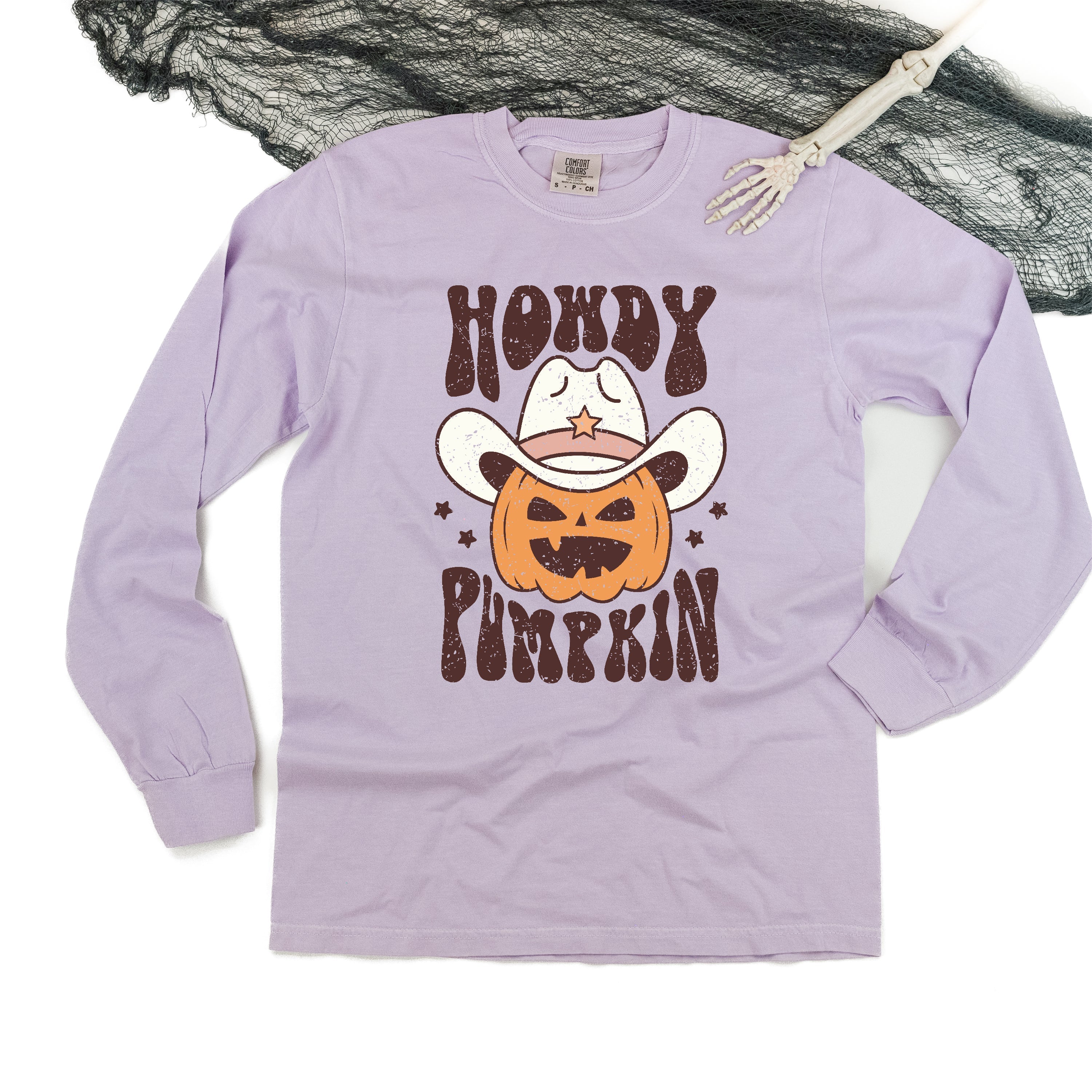 Howdy Pumpkin - Long Sleeve Comfort Colors Tee Little Mama Shirt Shop