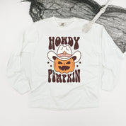 Howdy Pumpkin - Long Sleeve Comfort Colors Tee Little Mama Shirt Shop