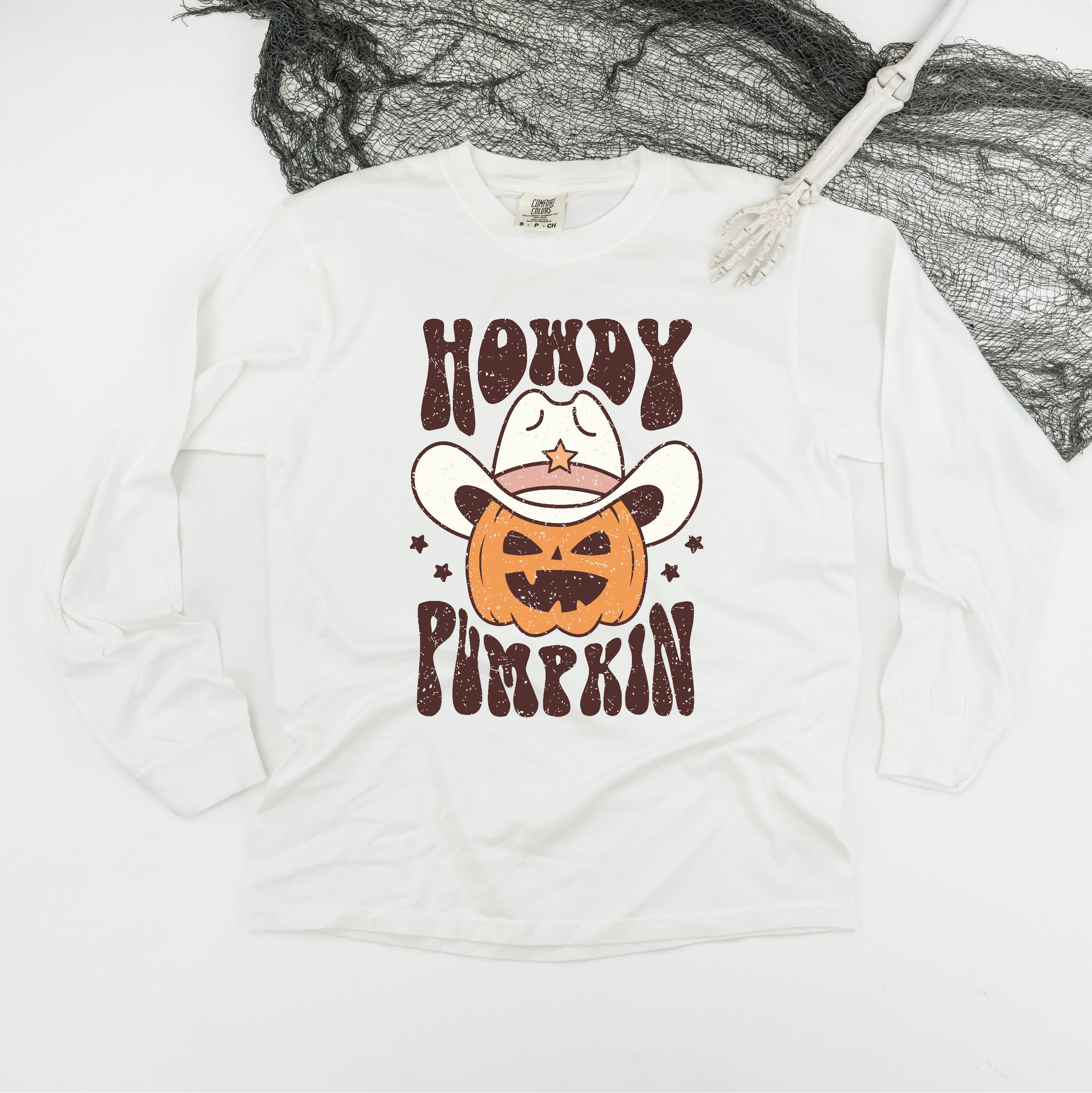 Howdy Pumpkin - Long Sleeve Comfort Colors Tee Little Mama Shirt Shop