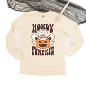 Howdy Pumpkin - Long Sleeve Comfort Colors Tee Little Mama Shirt Shop