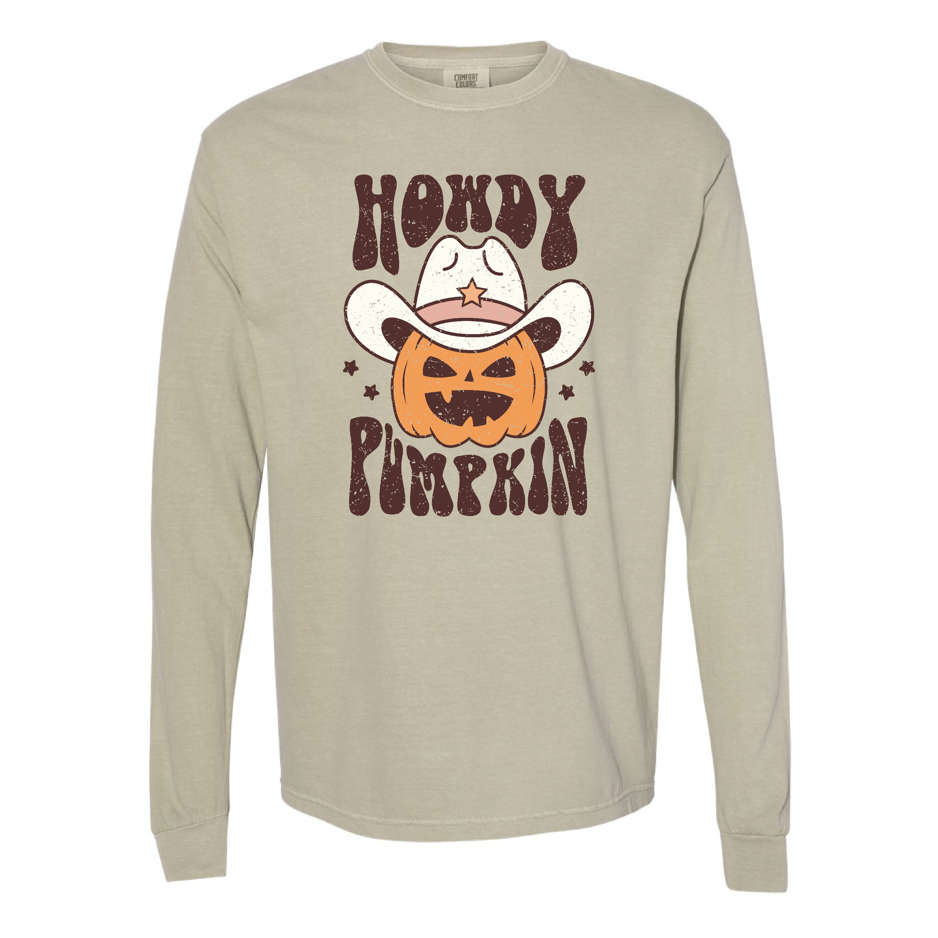 Howdy Pumpkin - Long Sleeve Comfort Colors Tee Little Mama Shirt Shop