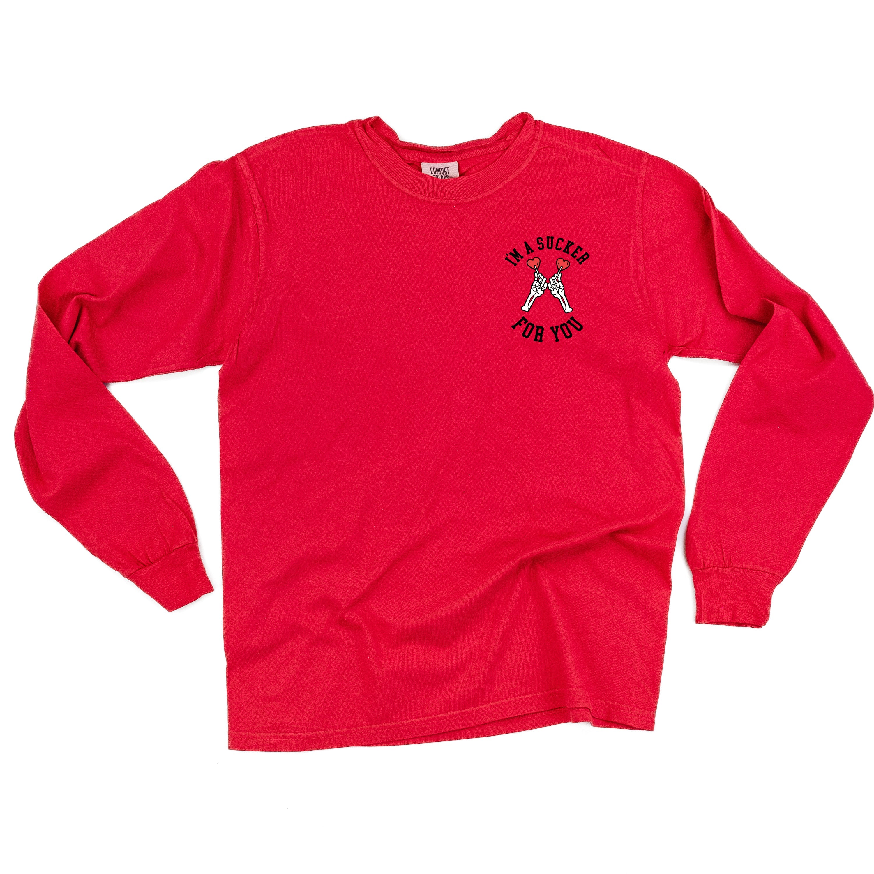 I'm A Sucker For You (pocket) - Long Sleeve Comfort Colors Tee Little Mama Shirt Shop