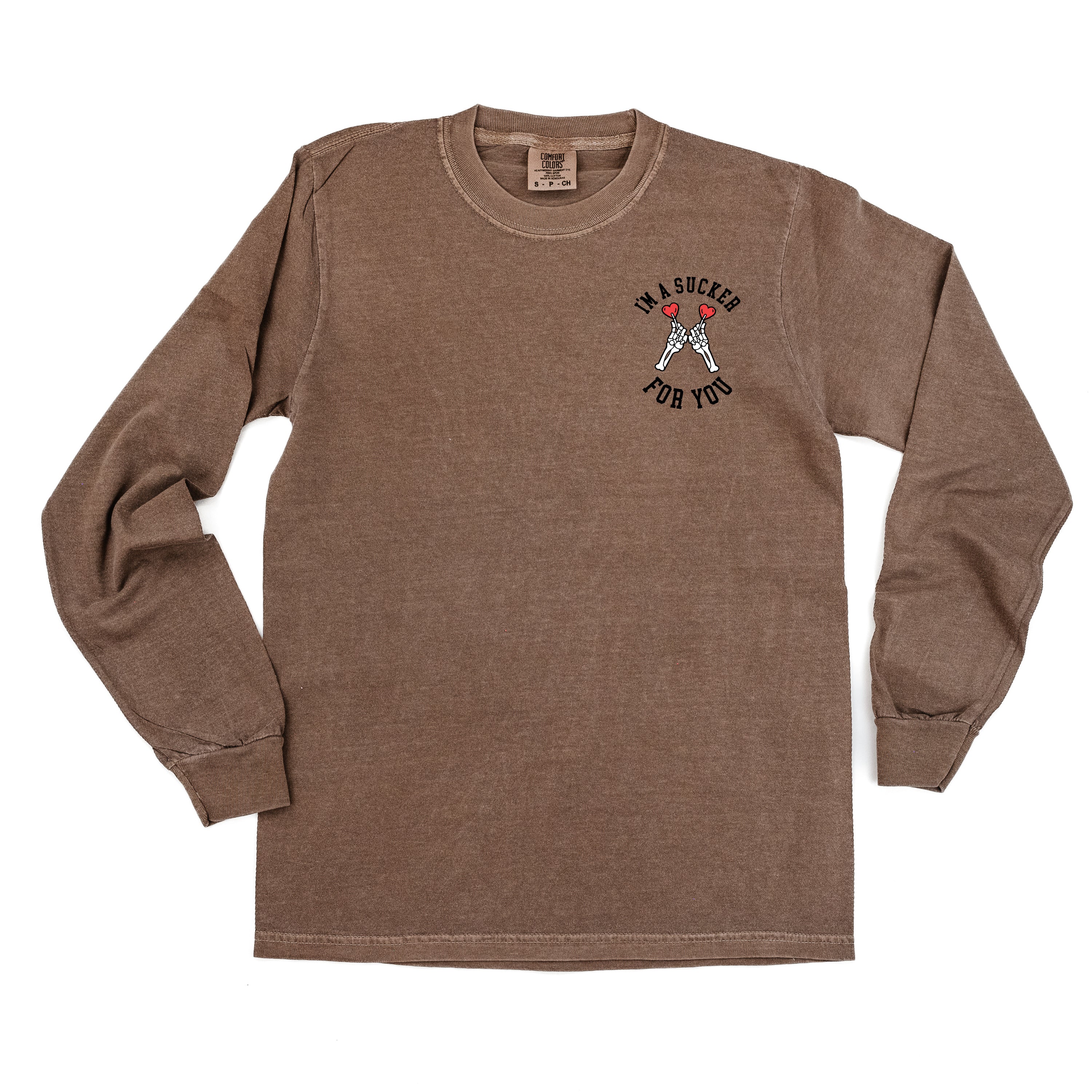 I'm A Sucker For You (pocket) - Long Sleeve Comfort Colors Tee Little Mama Shirt Shop