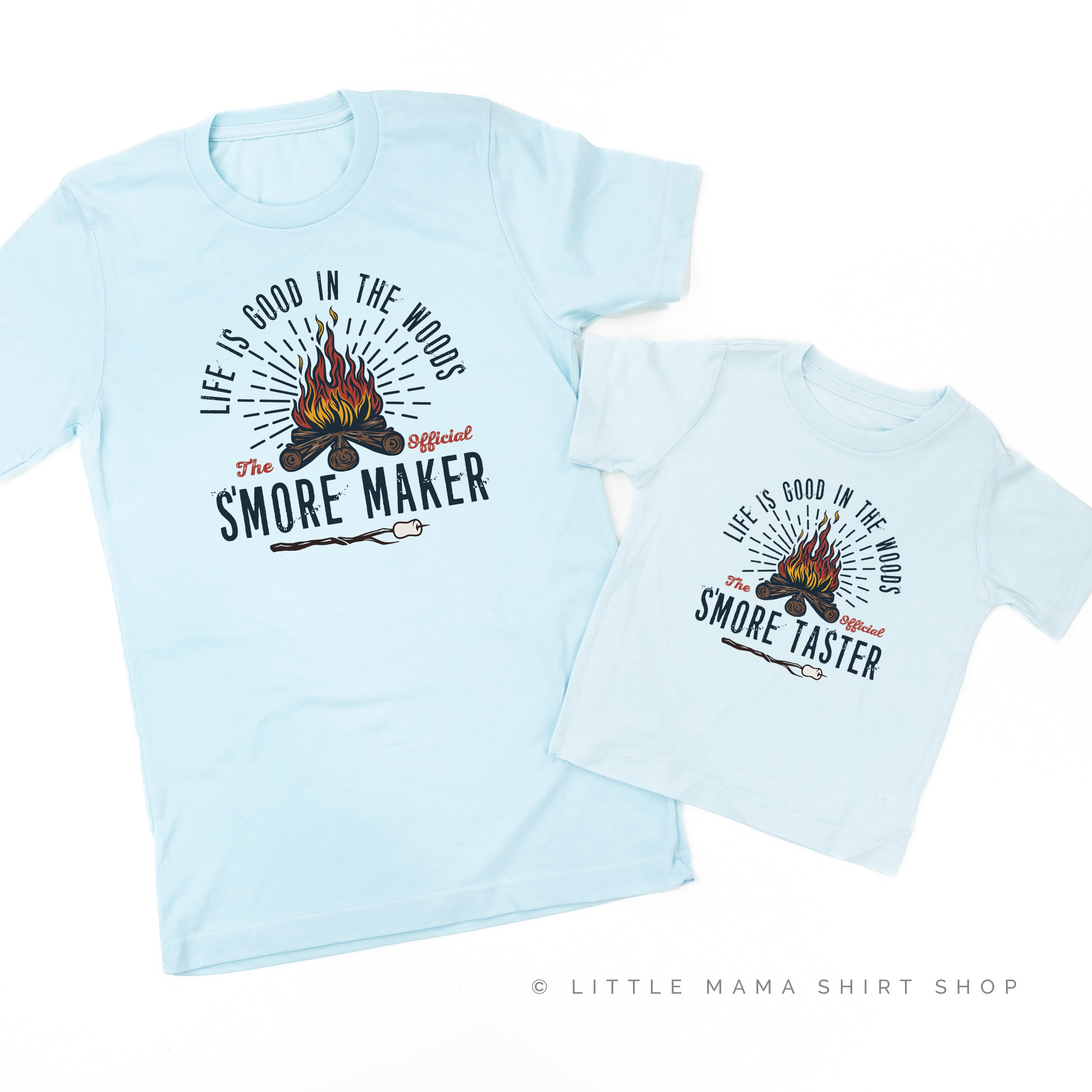 S'Mores Maker / S'Mores Taster - Set of 2 ICE BLUE Tees Little Mama Shirt Shop