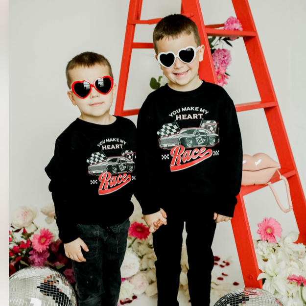 You Make My Heart Race - Black Child Long Sleeve Tee Little Mama Shirt Shop