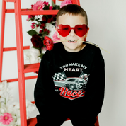 You Make My Heart Race - Black Child Long Sleeve Tee Little Mama Shirt Shop