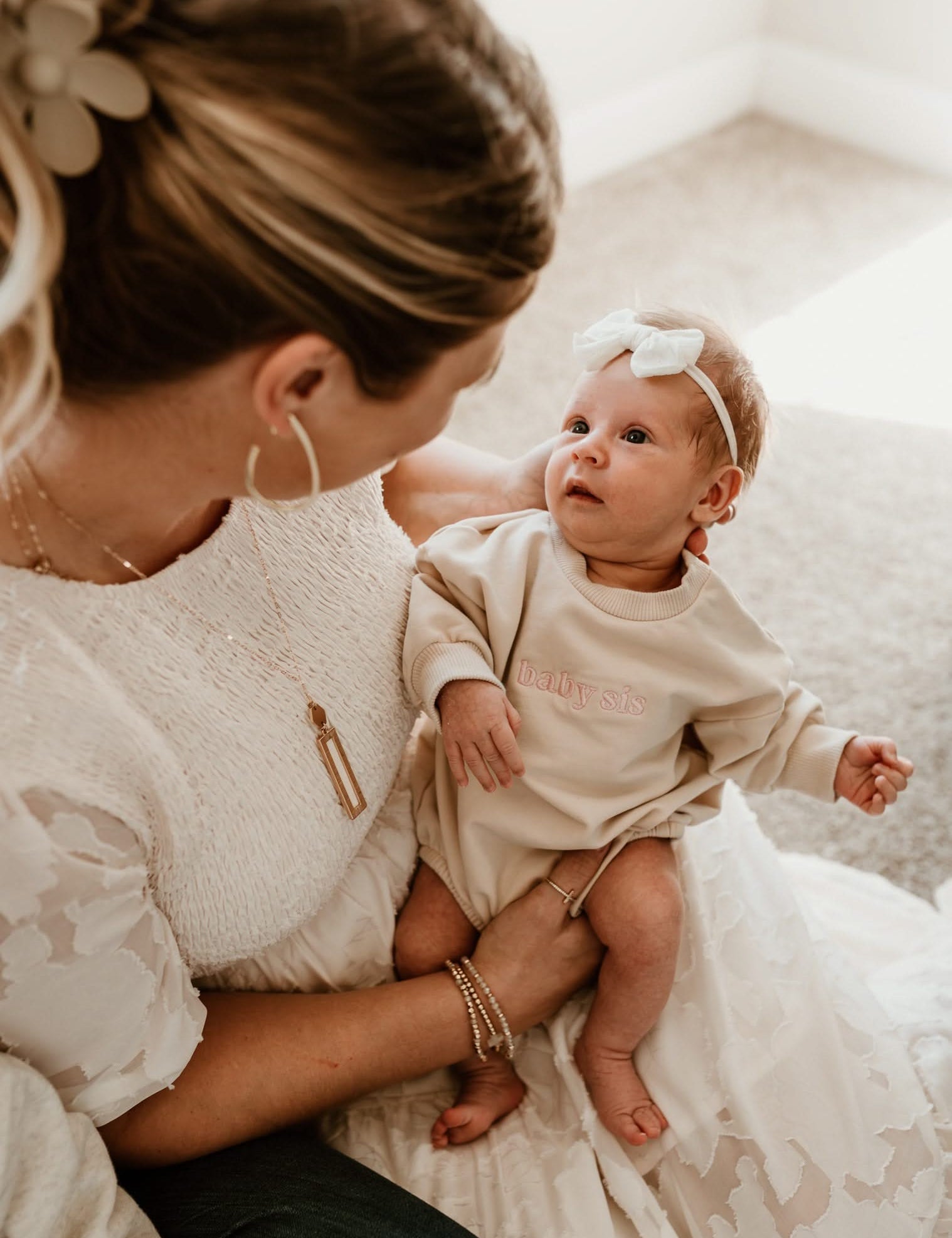  Baby Bro – Embroidered Cream Bubble Romper | Pink or Blue Thread Little Mama Shirt Shop LLC