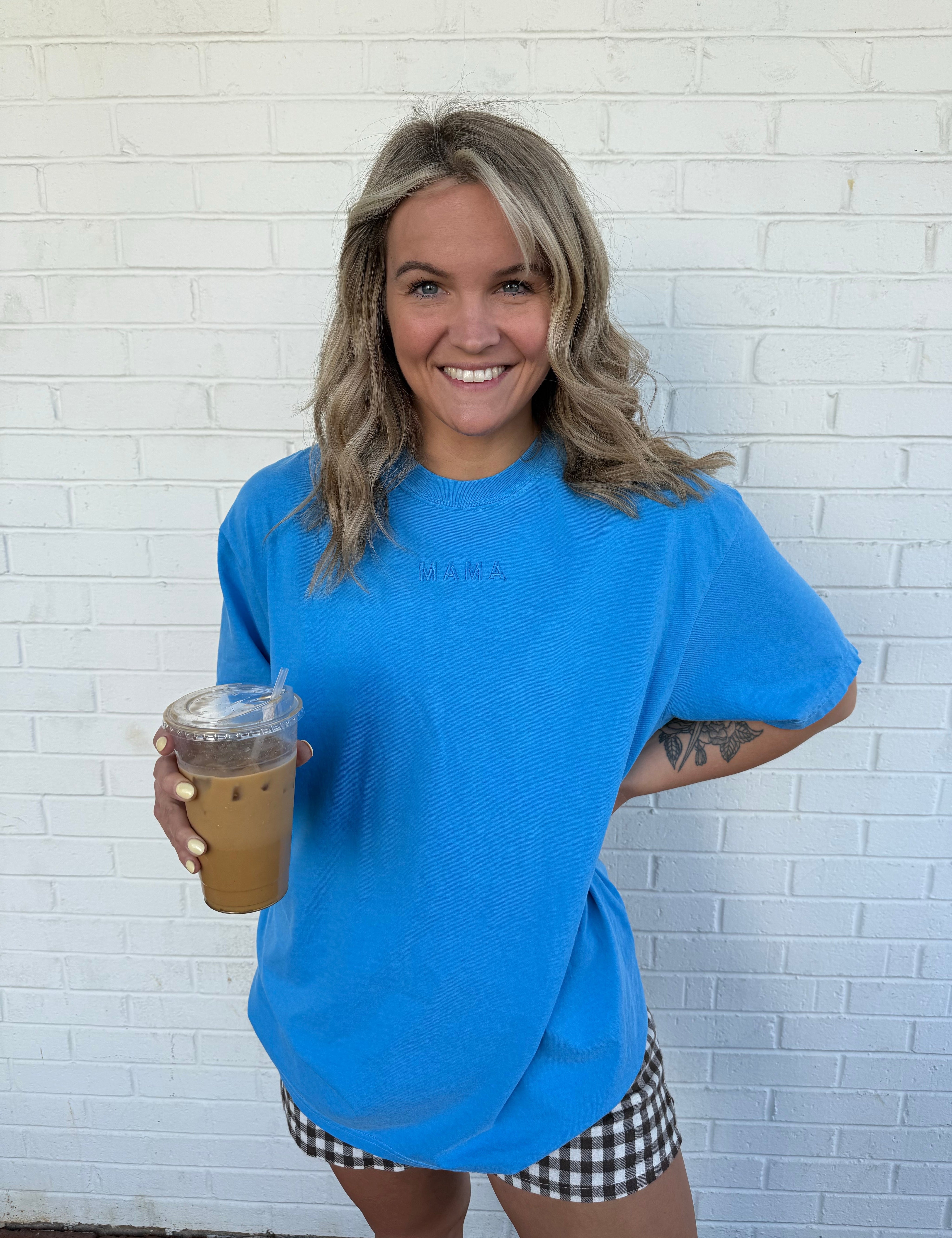 Embroidered Comfort Colors Tee - TINY CAPS - Choose Your Name! - Tone on Tone Thread Little Mama Shirt Shop LLC