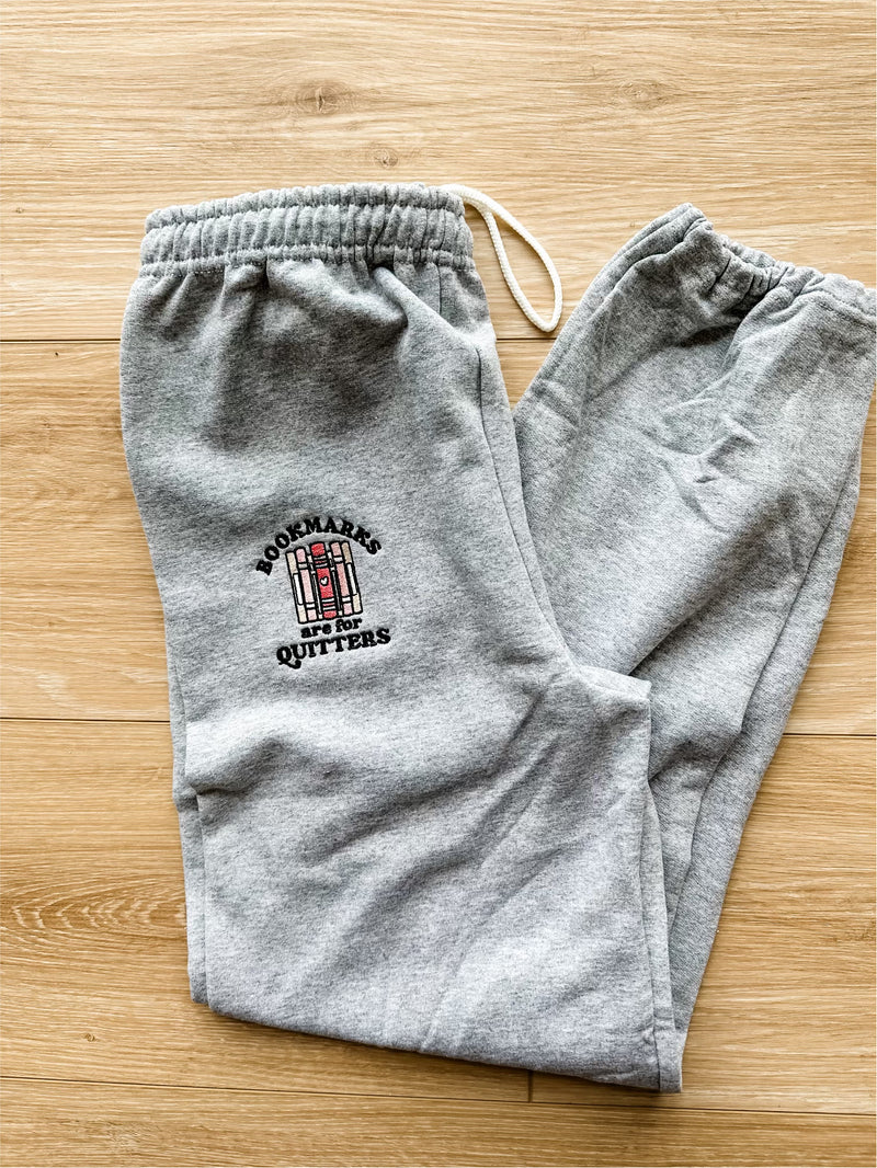 Embroidered Basic Joggers - Bookmarks Are for Quitters