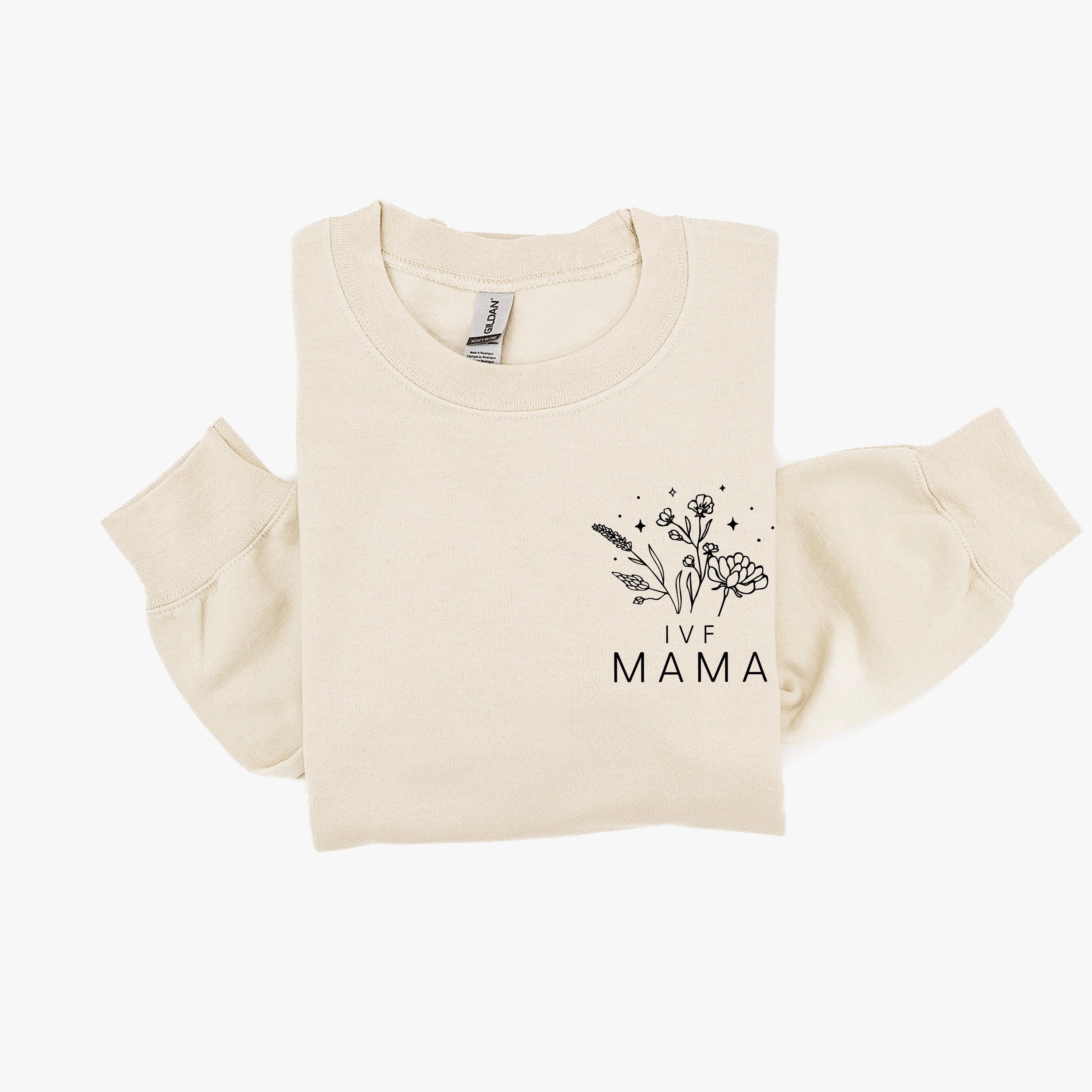 IVF MAMA - Bouquet - Pocket Size - BASIC FLEECE CREWNECK Little Mama Shirt Shop LLC