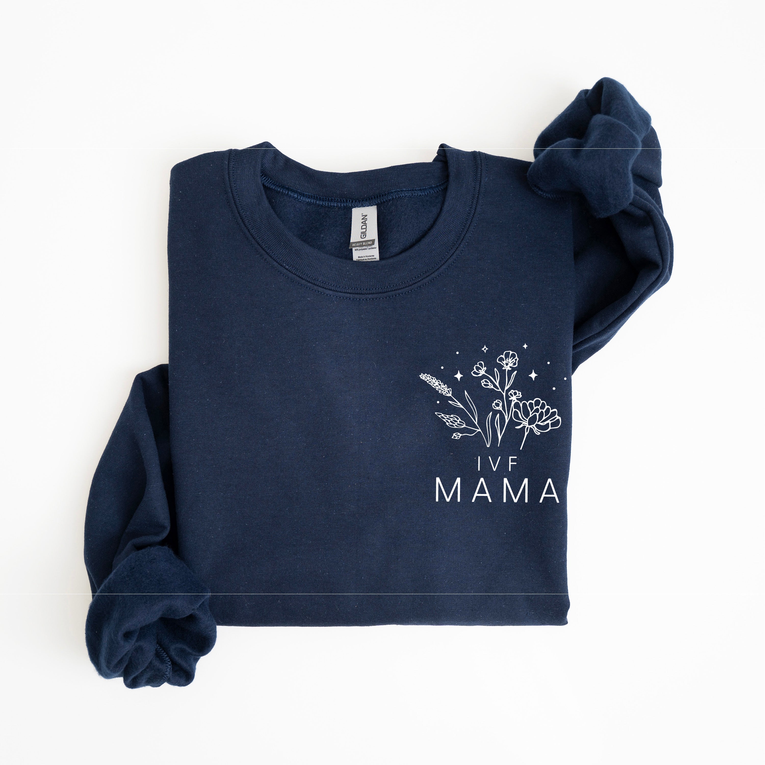 IVF MAMA - Bouquet - Pocket Size - BASIC FLEECE CREWNECK Little Mama Shirt Shop LLC